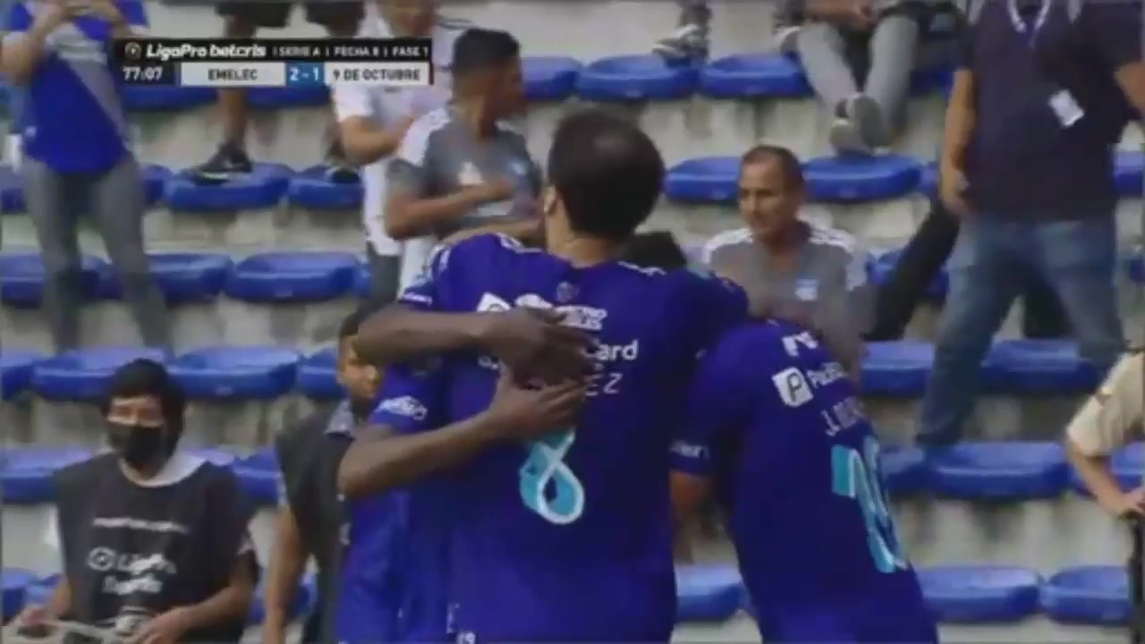 ECU D1 Club Sport Emelec Vs 9 de Octubre  Goal in 78 min, Score 2:1