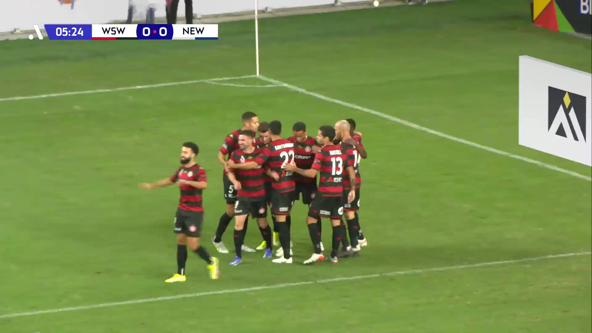 AUS D1 Western Sydney Vs Newcastle Jets 4 phút Steven Peter UgarkovicVào, ghi bàn 1:0