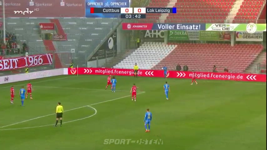 GER Reg Energie Cottbus Vs FC Lokomotive Leipzig  Goal in 4 min, Score 0:1