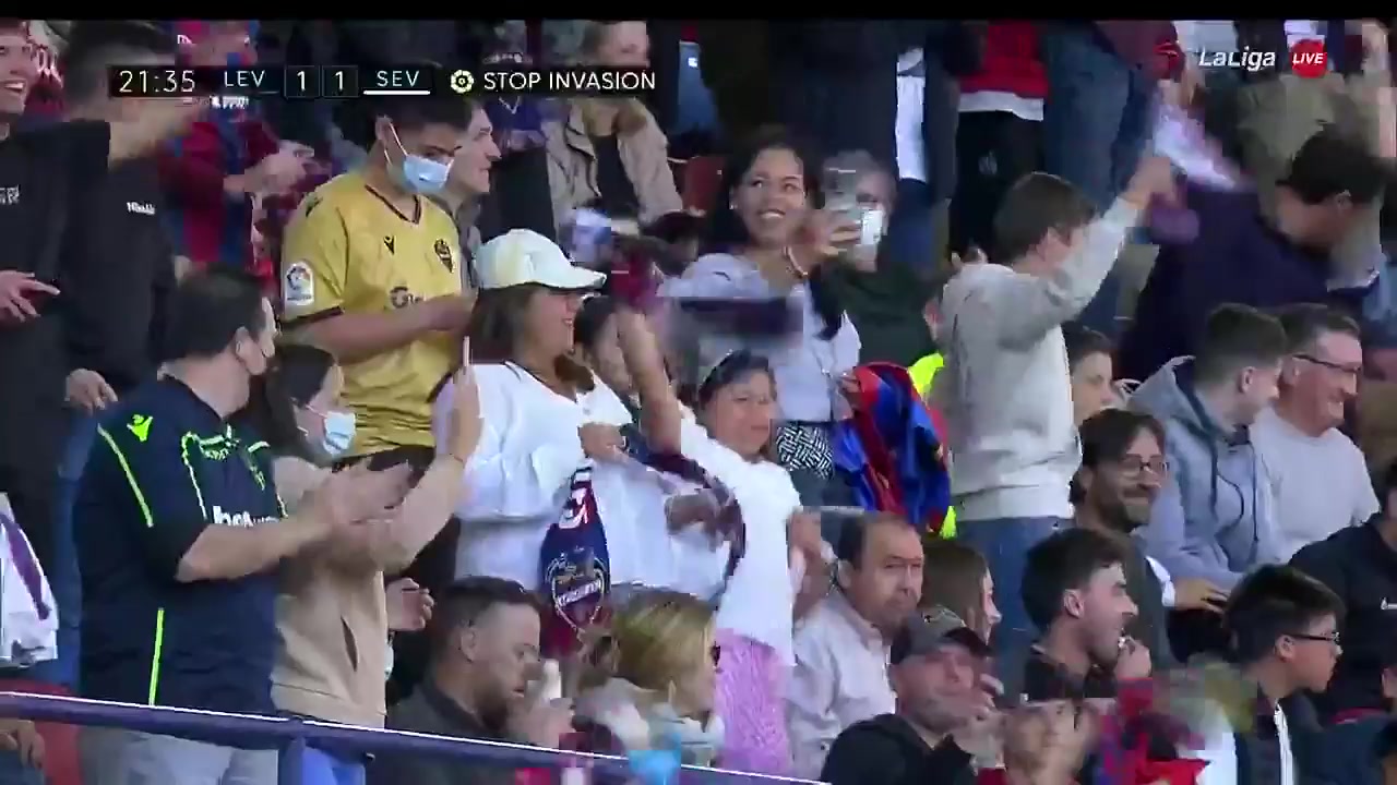 Laliga1 Levante Vs Sevilla  Goal in 21 min, Score 1:1