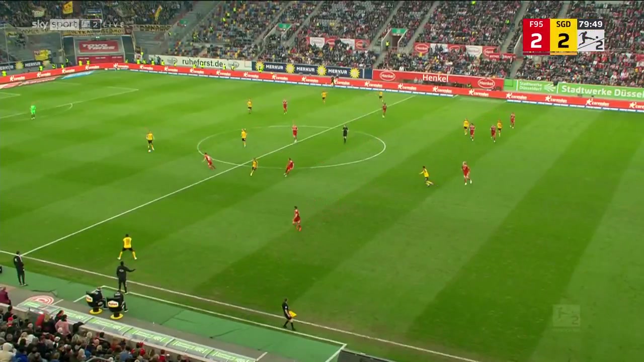 GER D2 Fortuna Dusseldorf Vs Dynamo Dresden Ransford Yeboah Konigsdorffer Goal in 79 min, Score 2:2