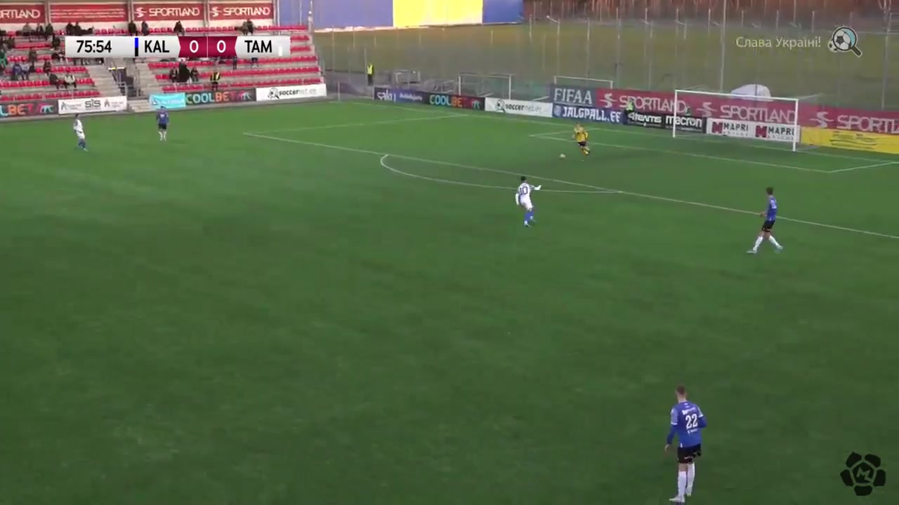 EST D1 JK Tallinna Kalev Vs Tartu JK Maag Tammeka  Goal in 76 min, Score 1:0