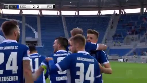 GER D2 Karlsruher SC Vs Ingolstadt Philipp Hofmann Goal in 75 min, Score 2:2