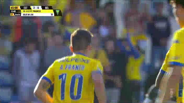 POR D1 Estoril Vs Belenenses Andre Franco Goal in 45 min, Score 2:0