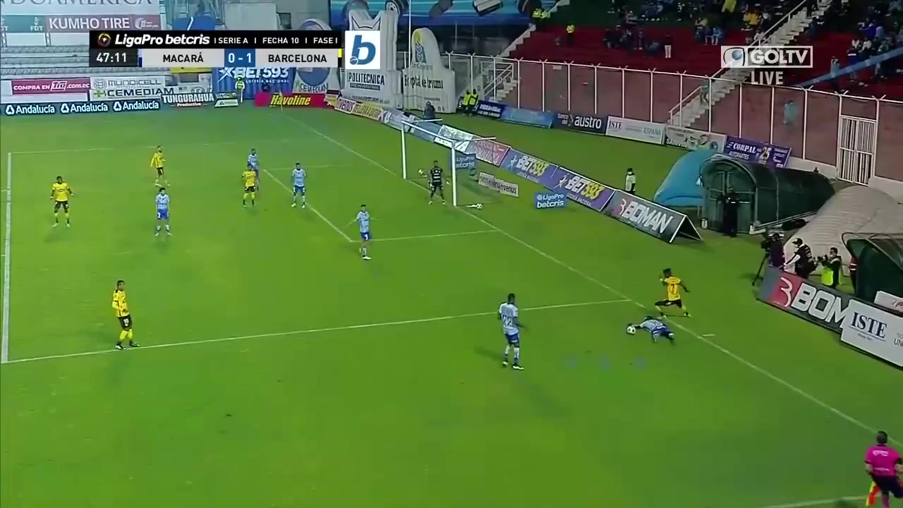 ECU D1 Macara Vs Barcelona SC(ECU) Jonathan Ezequiel Perlaza Leiva Goal in 47 min, Score 0:1