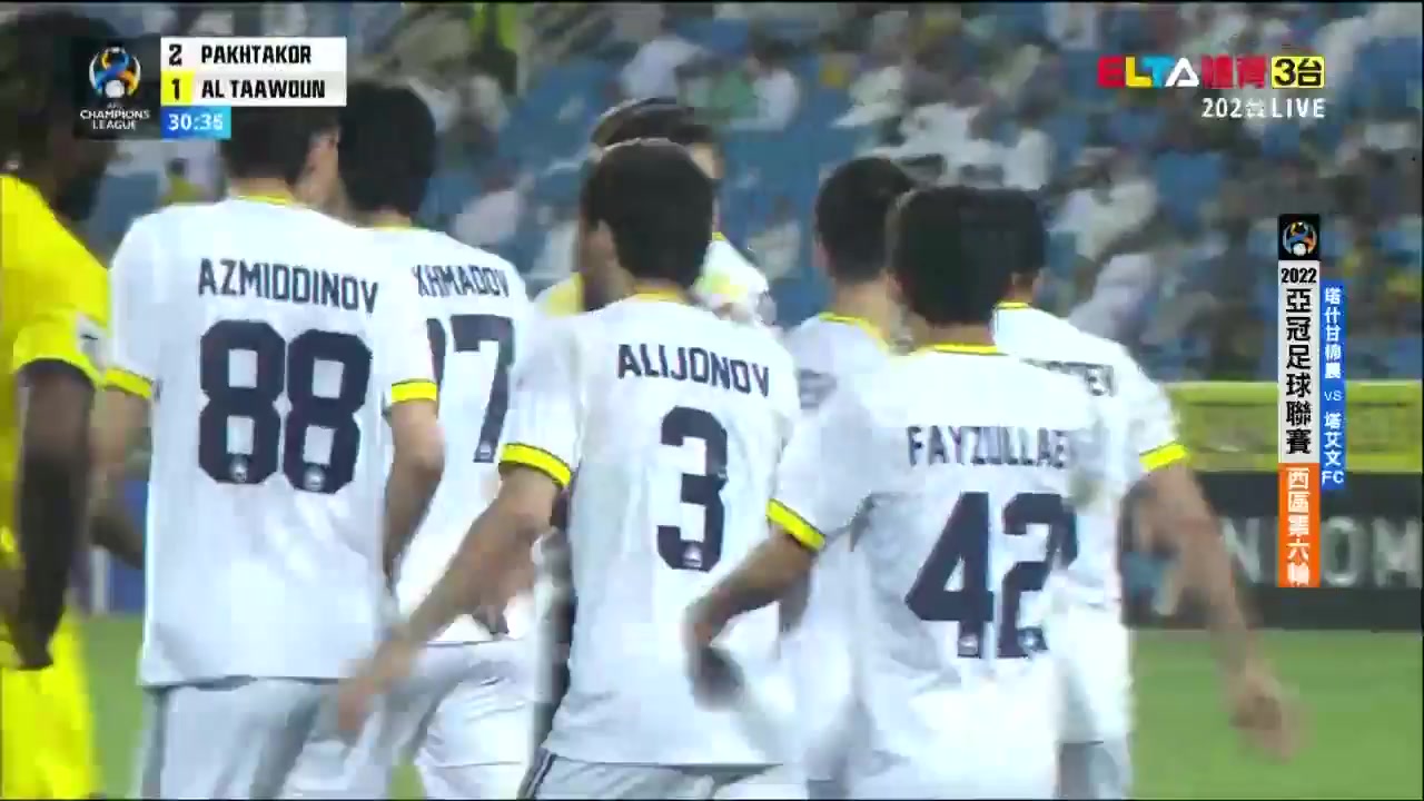 AFC CL Pakhtakor Vs Al-Taawon  Goal in 29 min, Score 2:1