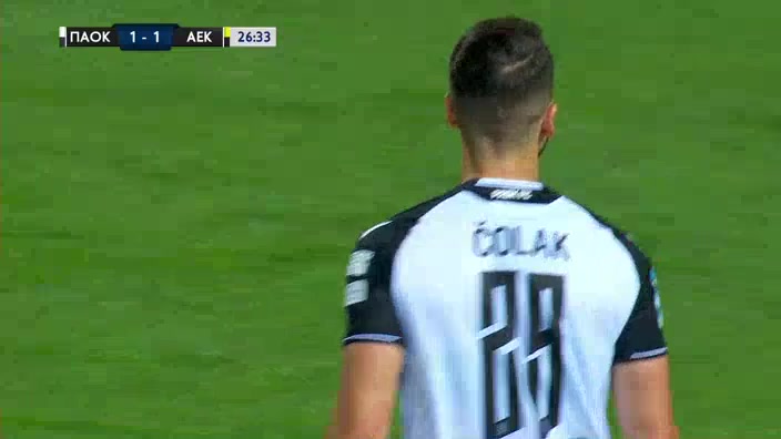 GRE D1 PAOK Saloniki Vs AEK Athens Antonio-Mirko Colak Goal in 26 min, Score 1:1