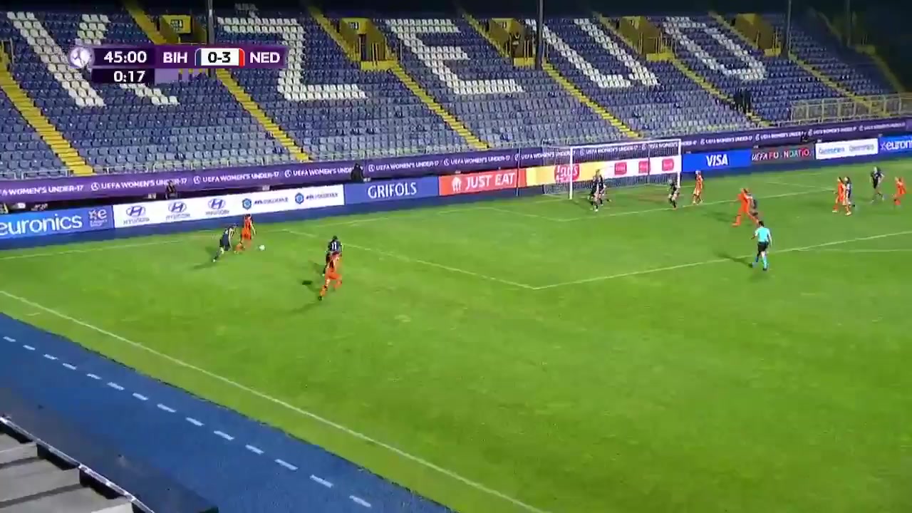 EU-WU17 Bosnia (w) U17 Vs Netherlands (w) U17 Keukelaar Goal in 45 min, Score 0:4