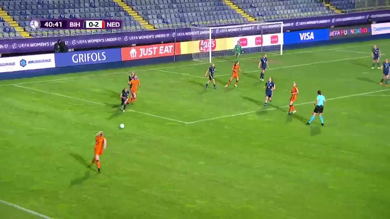 EU-WU17 Bosnia (w) U17 Vs Netherlands (w) U17 Balić Goal in 41 min, Score 0:3