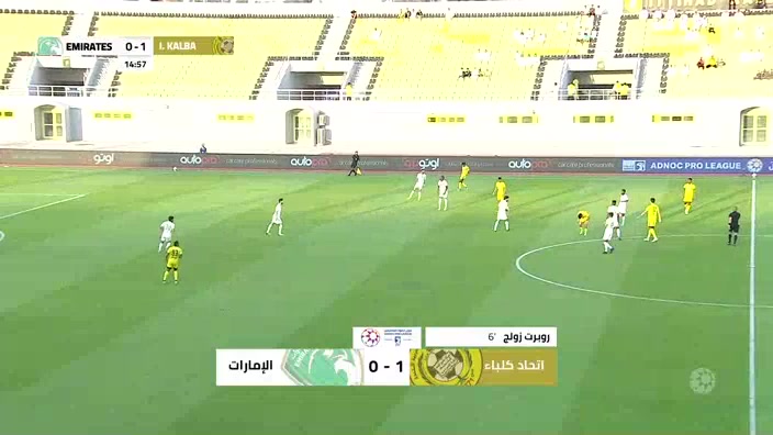 UAE LP Ittihad Kalba Vs Emirates Club Robert Zulj Goal in 15 min, Score 2:0