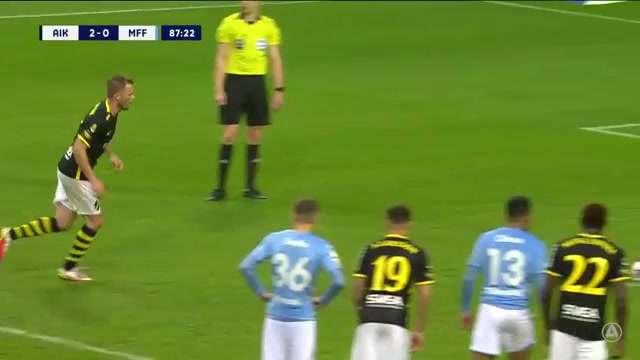 SWE D1 AIK Solna Vs Malmo FF Sebastian Larsson Goal in 88 min, Score 2:0