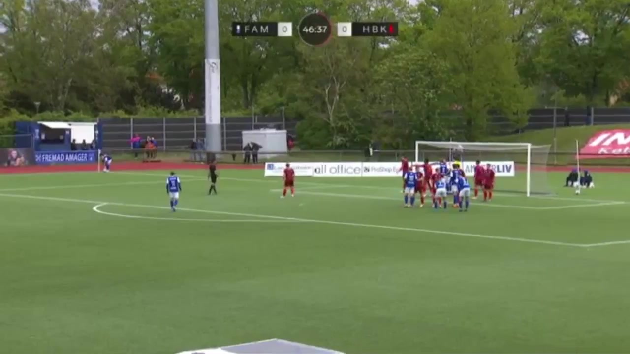 DEN D1 Fremad Amager Vs Herfolge Boldklub Koge Michael Lumb Goal in 47 min, Score 1:0