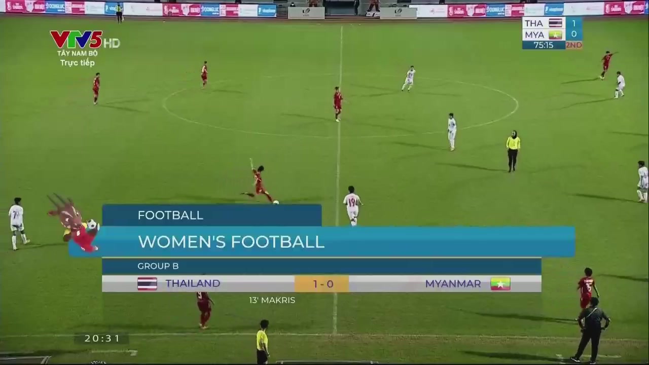 SEAGW Thailand (w) Vs Myanmar (w)  Goal in 75 min, Score 2:0