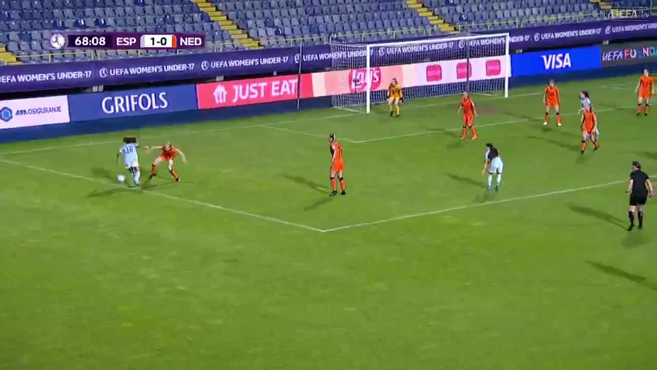 EU-WU17 Spain (w) U17 Vs Netherlands (w) U17 Nina Pou Goal in 68 min, Score 2:0