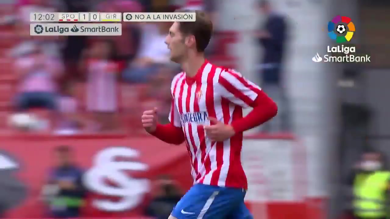 SPA D2 Sporting Gijon Vs Girona  Goal in 12 min, Score 1:0