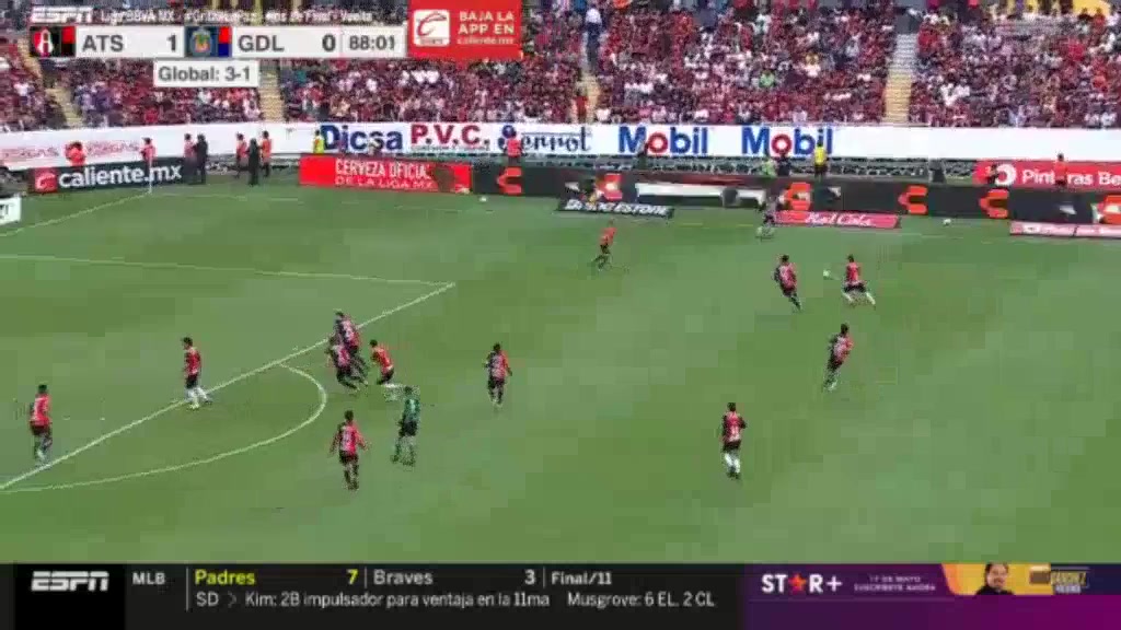 MEX D1 Atlas Vs Chivas Guadalajara  Goal in 88 min, Score 1:1