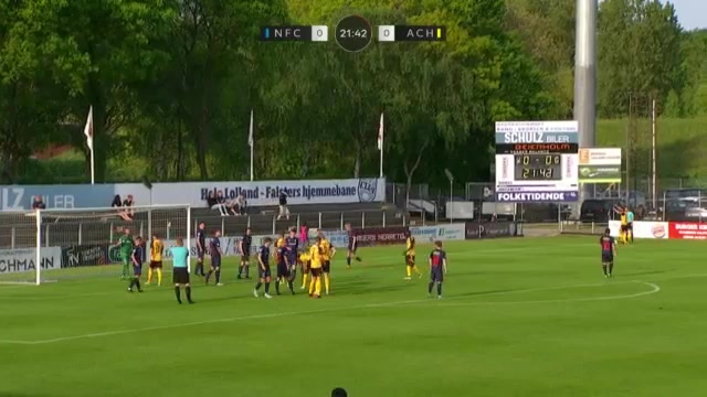 DEN D1 Nykobing FC Vs AC Horsens Malte Kiilerich Hansen Goal in 22 min, Score 0:1