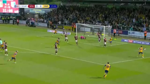 ENG L2 Northampton Town Vs Mansfield Town Stephen McLaughlin Goal in 31 min, Score 0:1