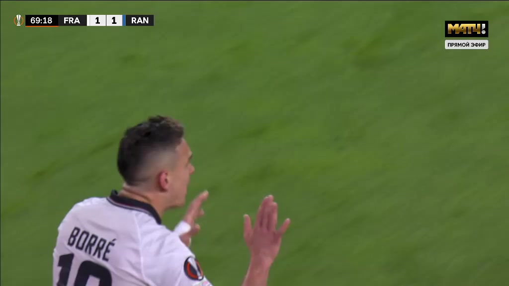 UEFA EL Eintracht Frankfurt Vs Glasgow Rangers Rafael Santos Borre Maury Goal in 70 min, Score 1:1