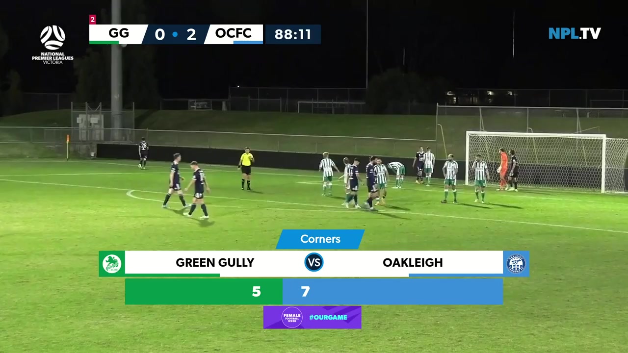 AUS VPL Green Gully Cavaliers Vs Oakleigh Cannons  Goal in 90 min, Score 0:3