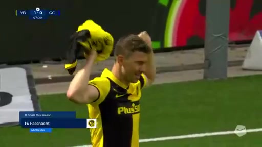 SUI Sl Young Boys Vs Grasshopper Christian Fassnacht Goal in 7 min, Score 1:0