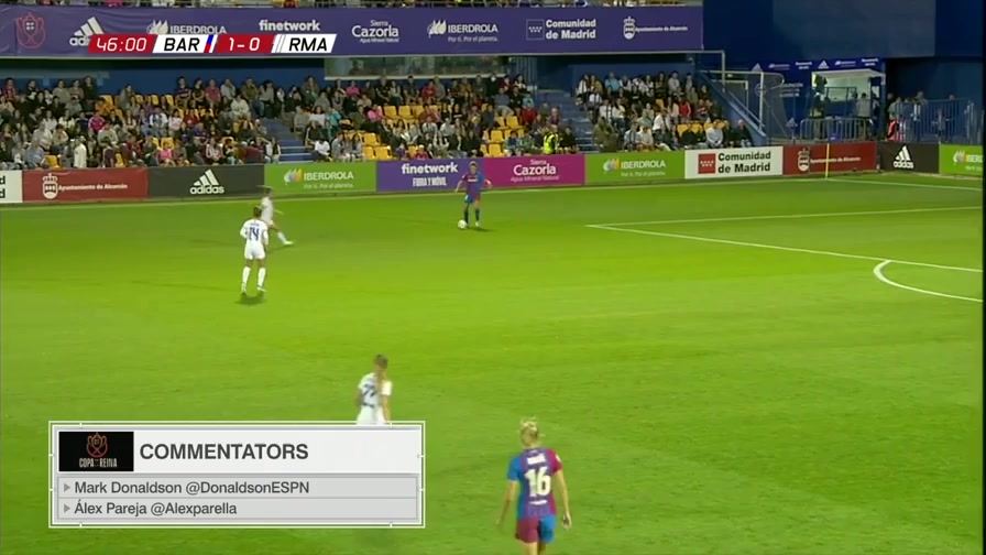 S Q C Barcelona (w) Vs Real Madrid (w)  Goal in 48 min, Score 2:0