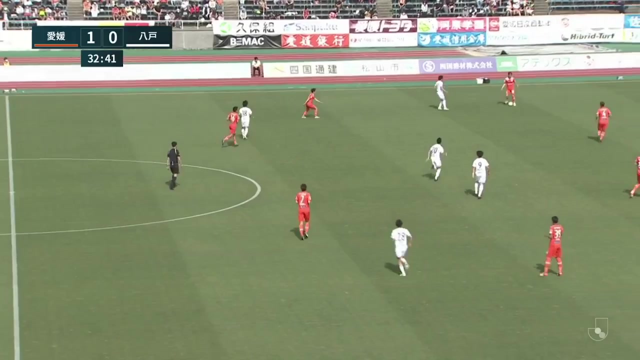 日丙 FC愛媛 Vs 萬勞雷八戶 33分進球,比分2:0