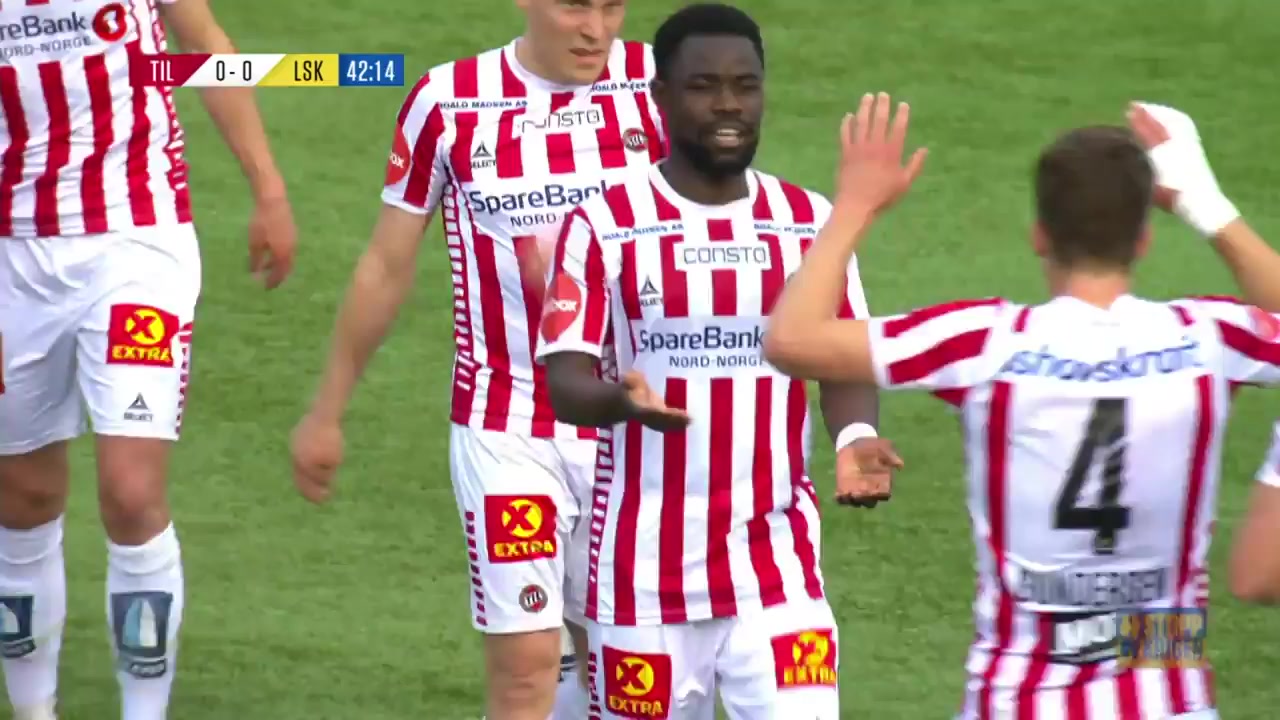 NOR D1 Tromso IL Vs Lillestrom 42 ทำประตู Eric Kitolano ประตู, ทำคะแนน 1:0