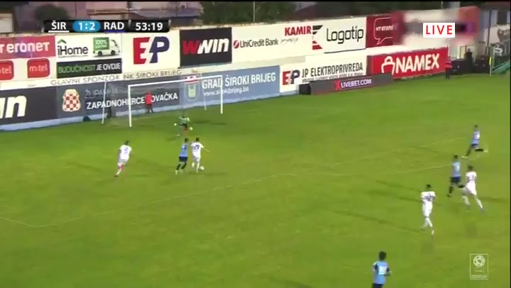 BOS PL NK Siroki Brijeg Vs Radnik Bijeljina Tonci Mujan Goal in 55 min, Score 2:2