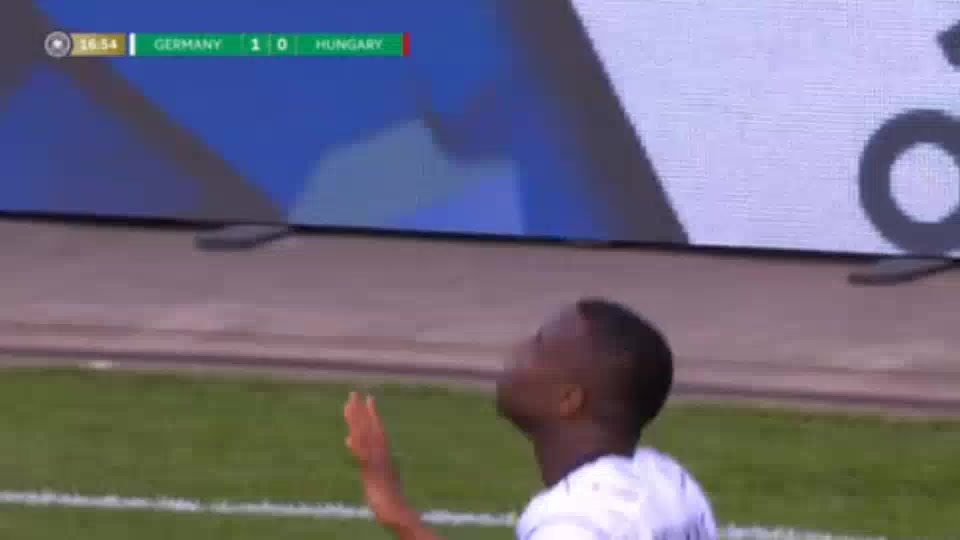 UEFA  U21Q Germany U21 Vs Hungary U21 Youssoufa Moukoko Goal in 16 min, Score 1:0