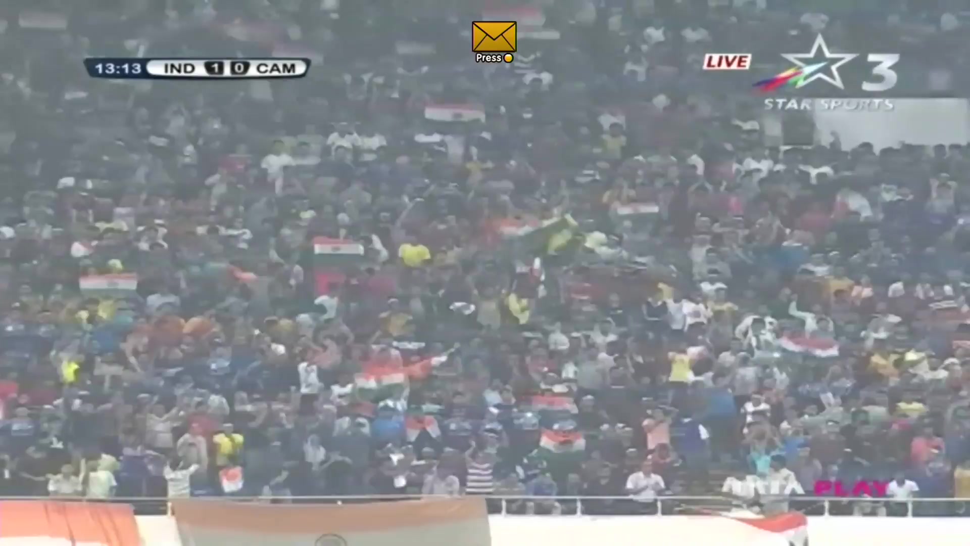 AFC India Vs Cambodia 13 phút Sunil ChhetriVào, ghi bàn 1:0