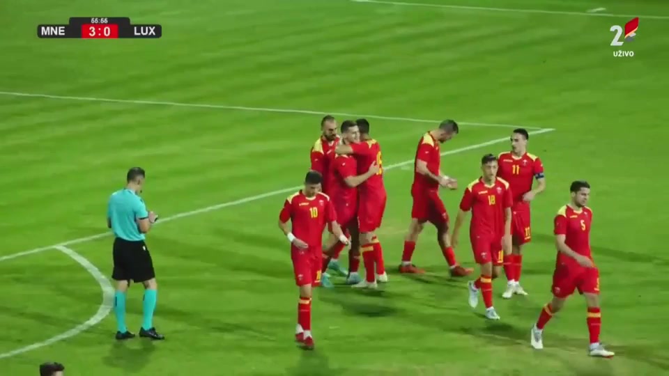 UEFA  U21Q Montenegro U21 Vs Luxembourg U21 Matija Krivokapic Goal in 56 min, Score 3:0