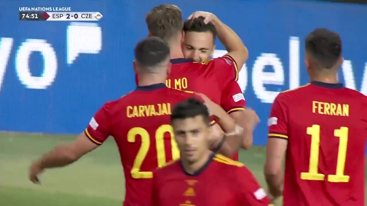 UEFA  NL Spain Vs Czech Pablo Sarabia Garcia Goal in 75 min, Score 2:0