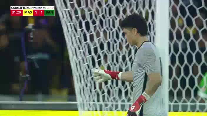 亚洲杯 马来西亚 Vs 孟加拉国 31分进球,比分1:1