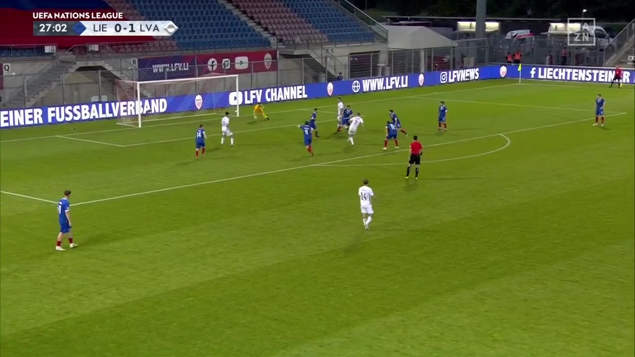 UEFA  NL Liechtenstein Vs Latvia  Goal in 26 min, Score 0:2