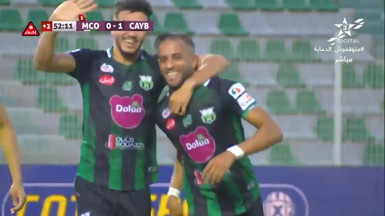 MAR D1 MCO Mouloudia Oujda Vs CAYB Club Athletic Youssoufia Youssef Chaina Goal in 45+ min, Score 0:1