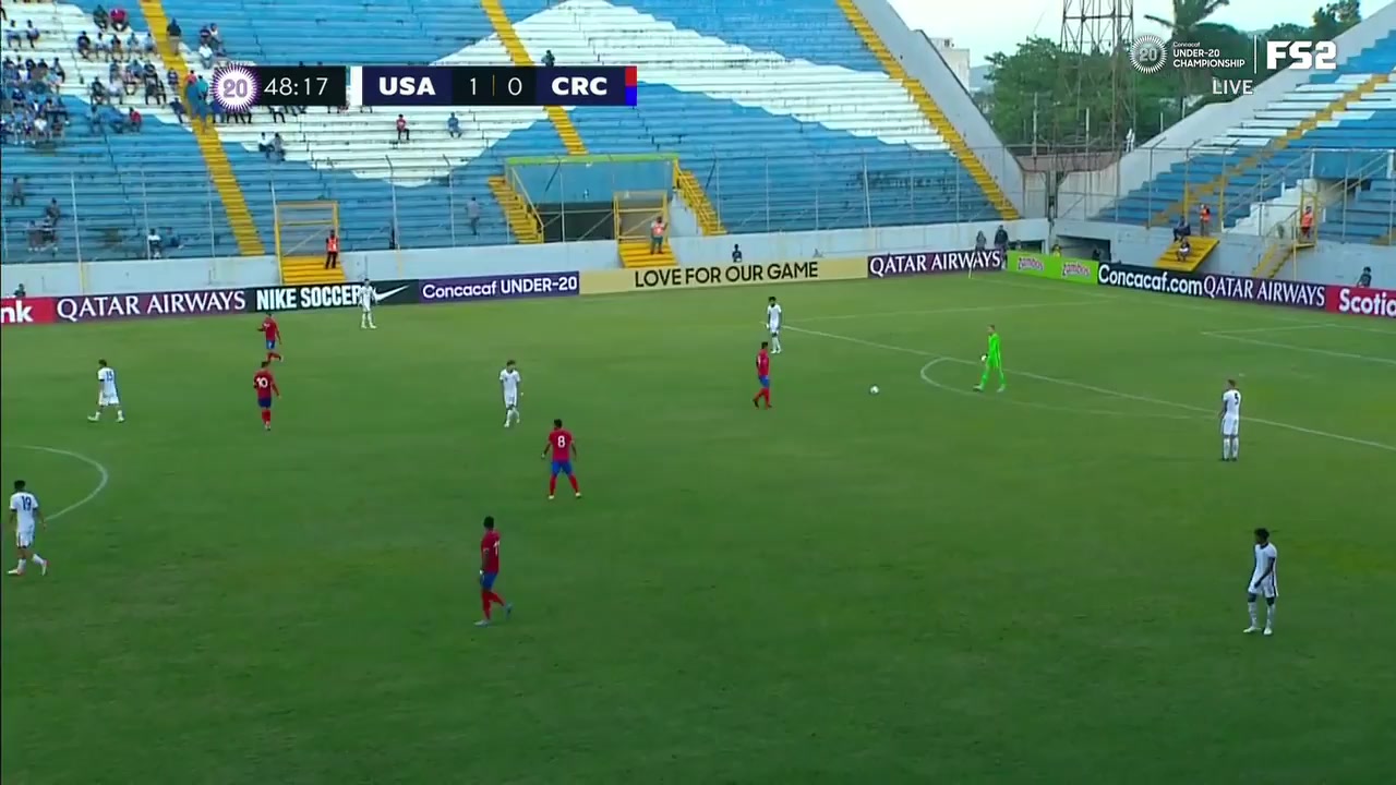 CNCF U20Q USA U20 Vs Costa Rica U20  Goal in 49 min, Score 2:0