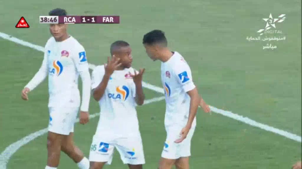 MAR D1 Raja Casablanca Atlhletic Vs FAR Forces Armee Royales Ismail Khafi Goal in 38 min, Score 1:1