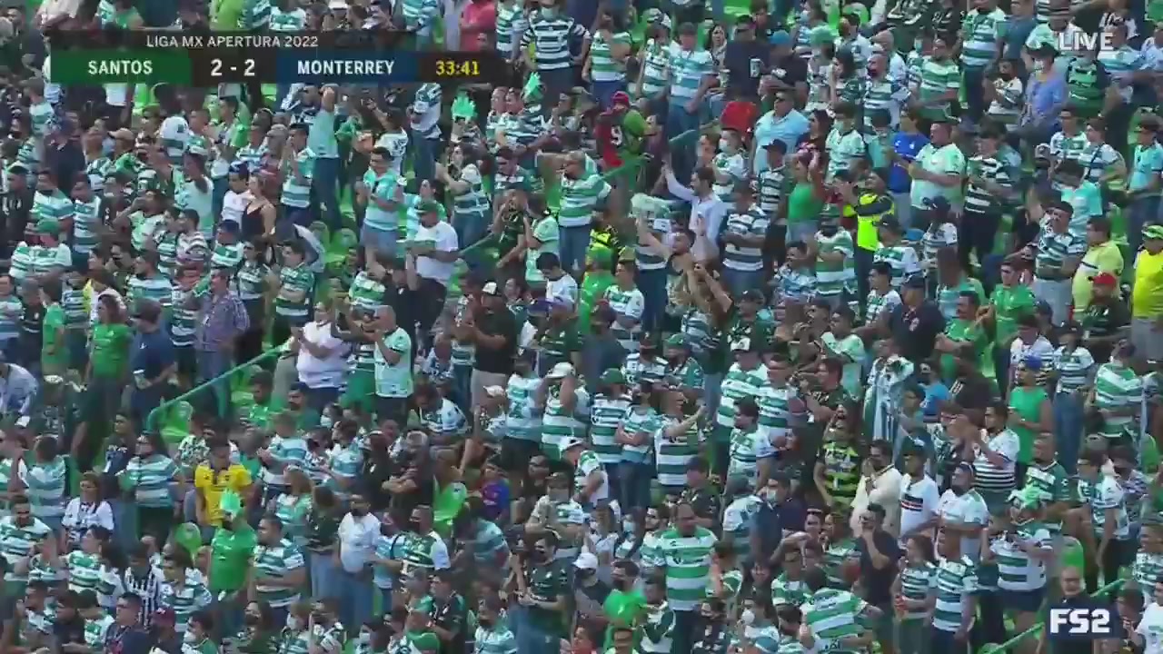 140 Santos Laguna Vs Monterrey 32 skor gol Felix Eduardo Torres Caicedo, skor 2:2