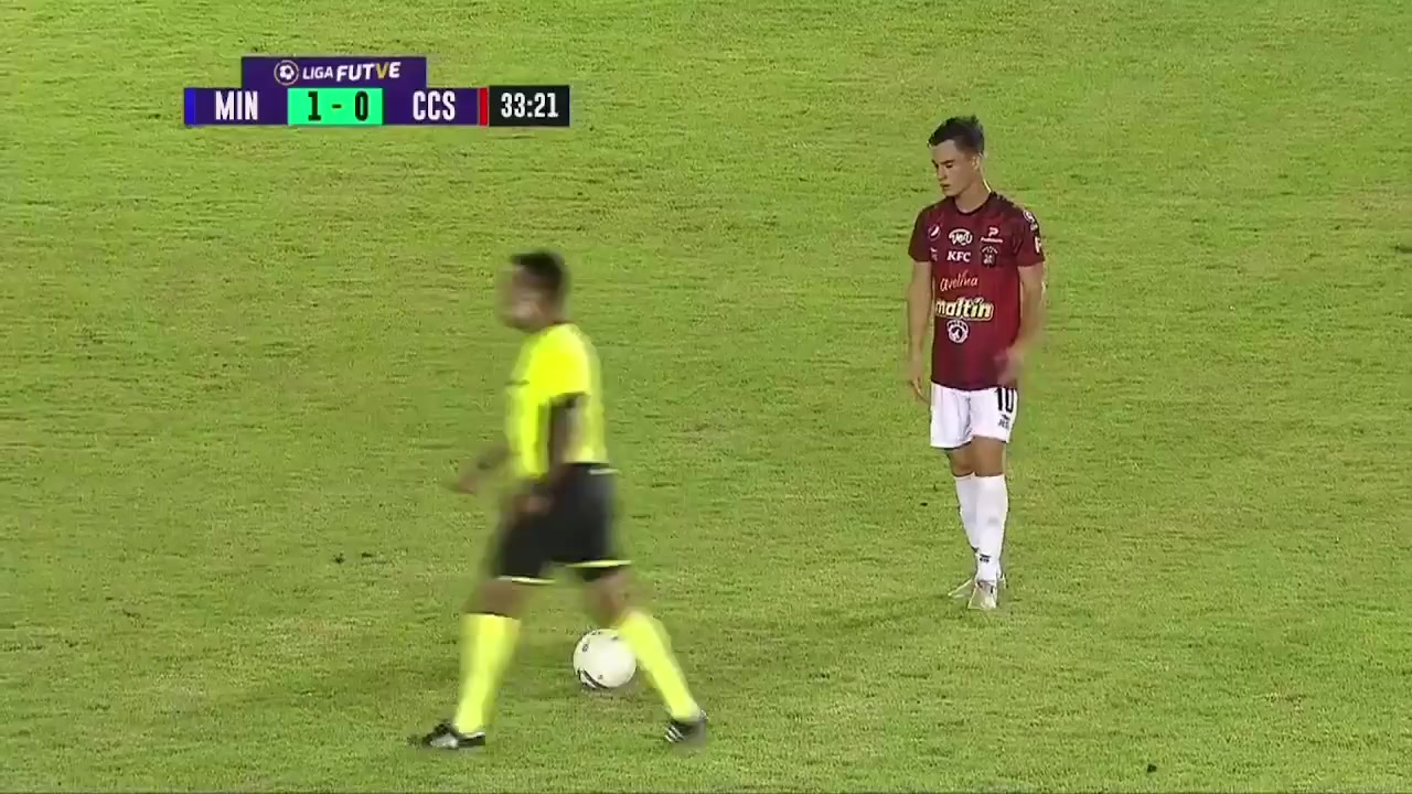 VEN D1 Mineros de Guayana Vs Caracas FC 34 phút Rubert Jose Quijada FascianaVào, ghi bàn 1:1