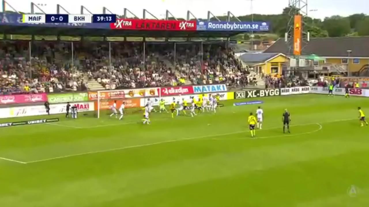 SWE D1 Mjallby AIF Vs Hacken Viktor Gustafsson Goal in 39 min, Score 1:0