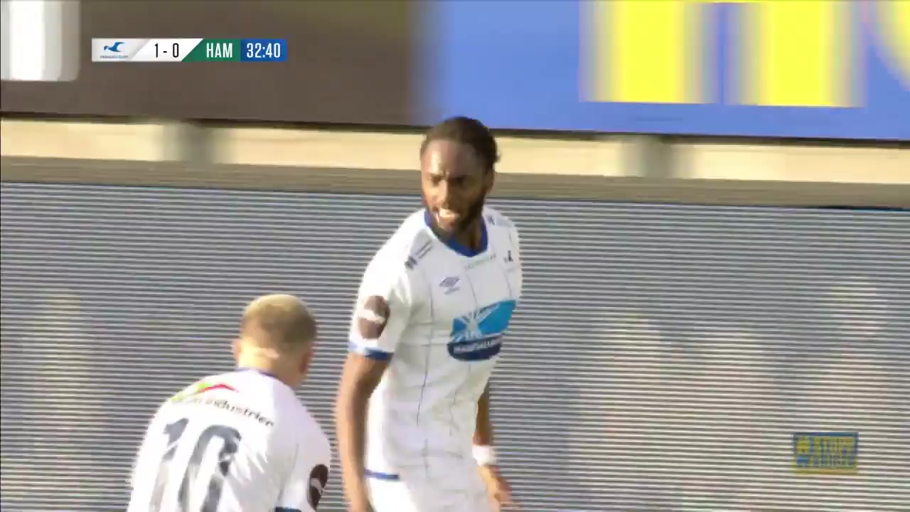 22 Haugesund Vs Ham-Kam 32 skor gol Bilal Njie, skor 1:0