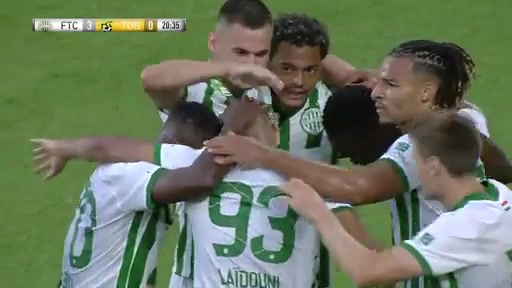 UEFA CL Ferencvarosi TC Vs Tobol Kostanai Aissa Laidouni Goal in 20 min, Score 3:0