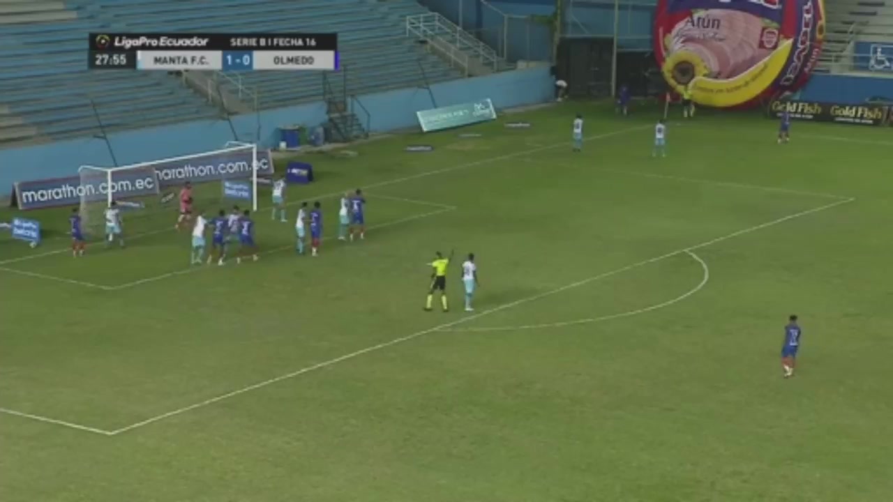 EC D2 Manta FC Vs Olmedo Riobamba Marco Posligua Goal in 27 min, Score 1:1