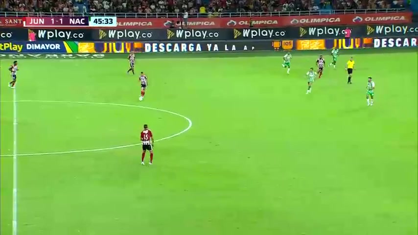 COL D1 Atletico Junior Barranquilla Vs Atletico Nacional Medellin Carlos Andres Esparragoza Perez Goal in 45+ min, Score 2:1