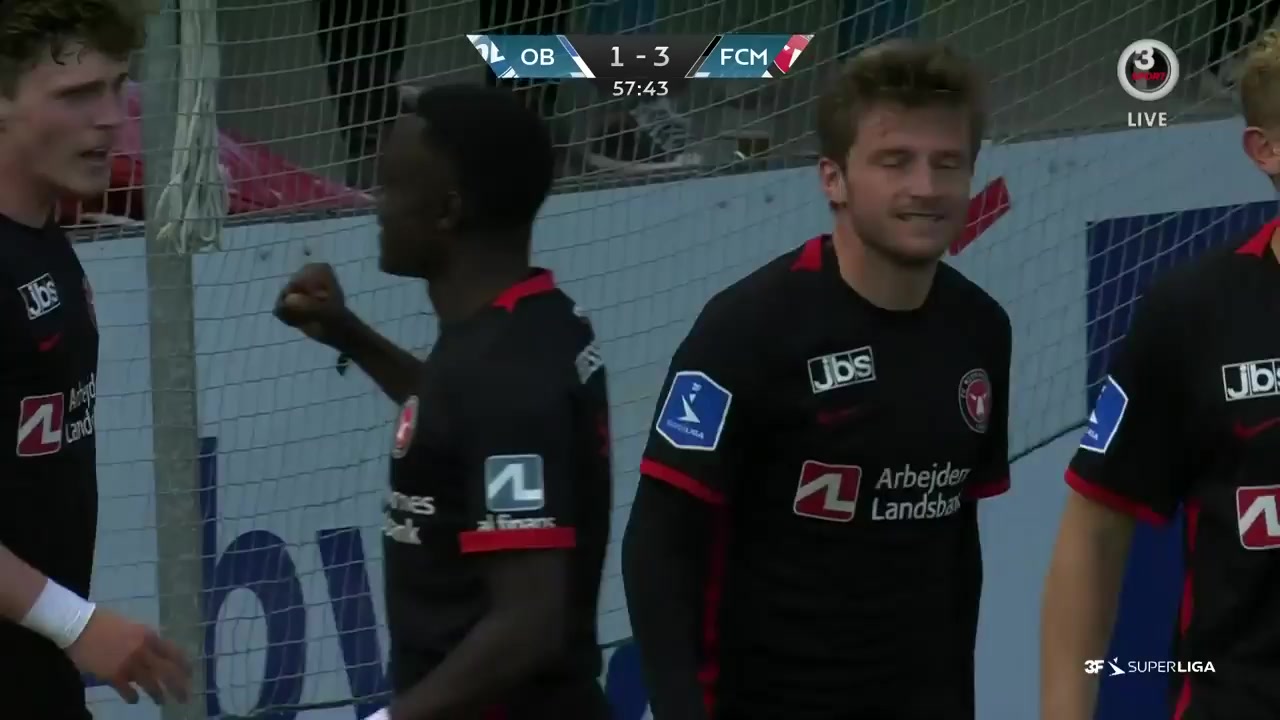 DEN SASL Odense BK Vs Midtjylland 58 ทำประตู Anders Dreyer ประตู, ทำคะแนน 1:3