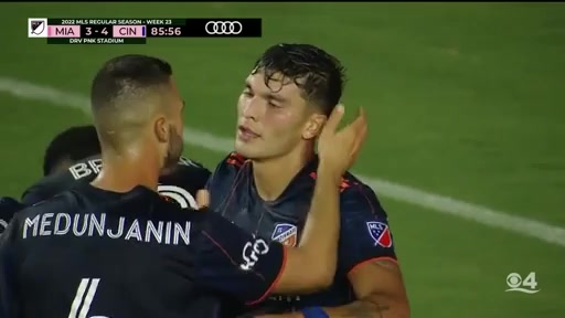 MLS Inter Miami CF Vs FC Cincinnati 88 ทำประตู Christopher Mcvey ประตู, ทำคะแนน 3:4