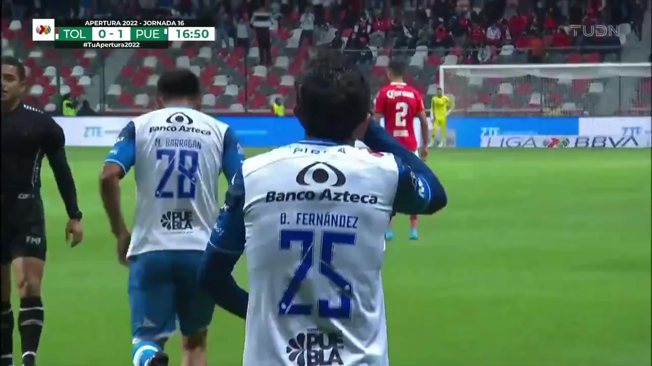 140 Toluca Vs Puebla 16 skor gol Omar Andres Fernandez Frasica, skor 0:1