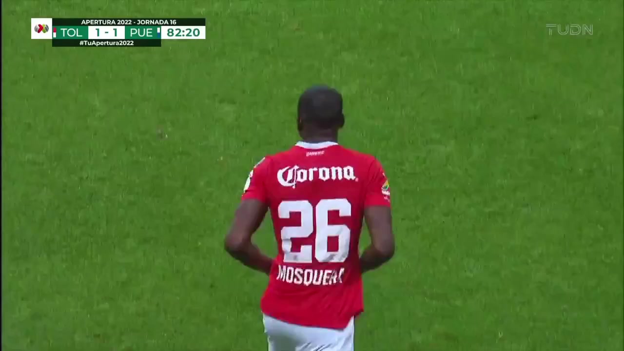 140 Toluca Vs Puebla 82 skor gol Andres Felipe Mosquera Guardia, skor 1:1