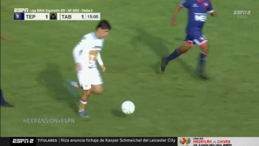 MEX D2 Tepatitlan de Morelos Vs Pumas Tabasco Leonardo Samano Goal in 16 min, Score 2:1